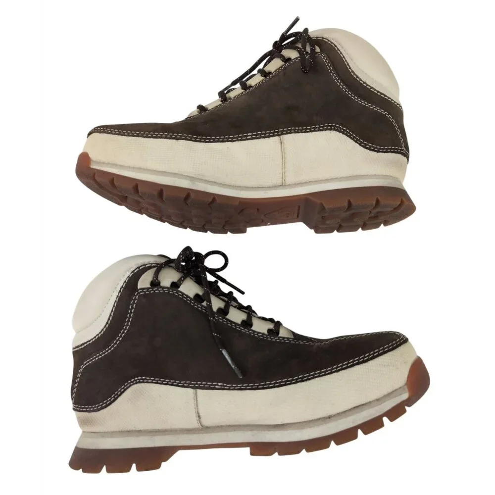 Timberland Juniors Euro Dub Boots Youth 4 Brown Leather‎ Outdoor Hiking School